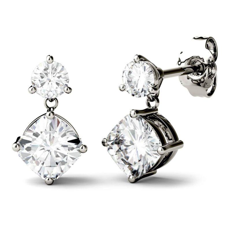 925 Sterling Sliver Cushion Cut Cubix Zirconia Drop Earrings 10