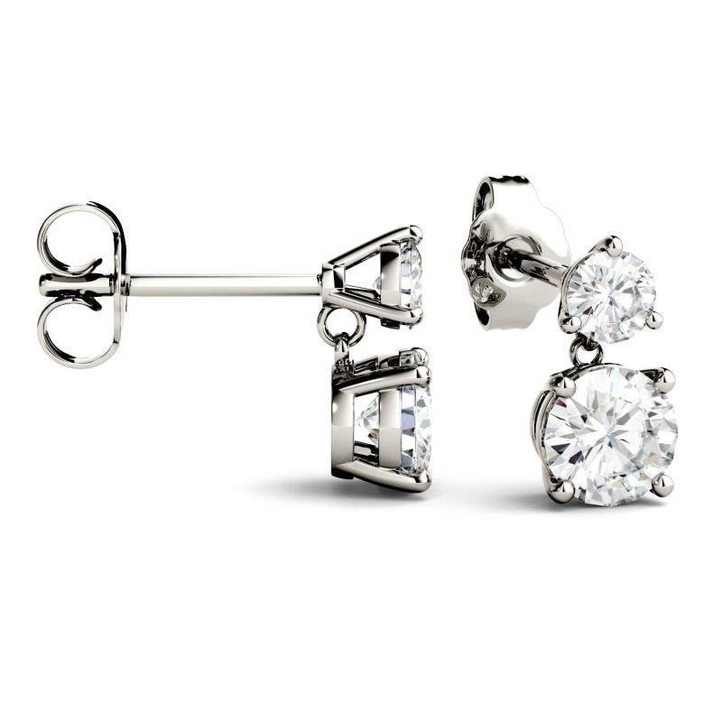 925 Sterling Sliver Round Cut Cubic Zirconia Drop Earrings 12