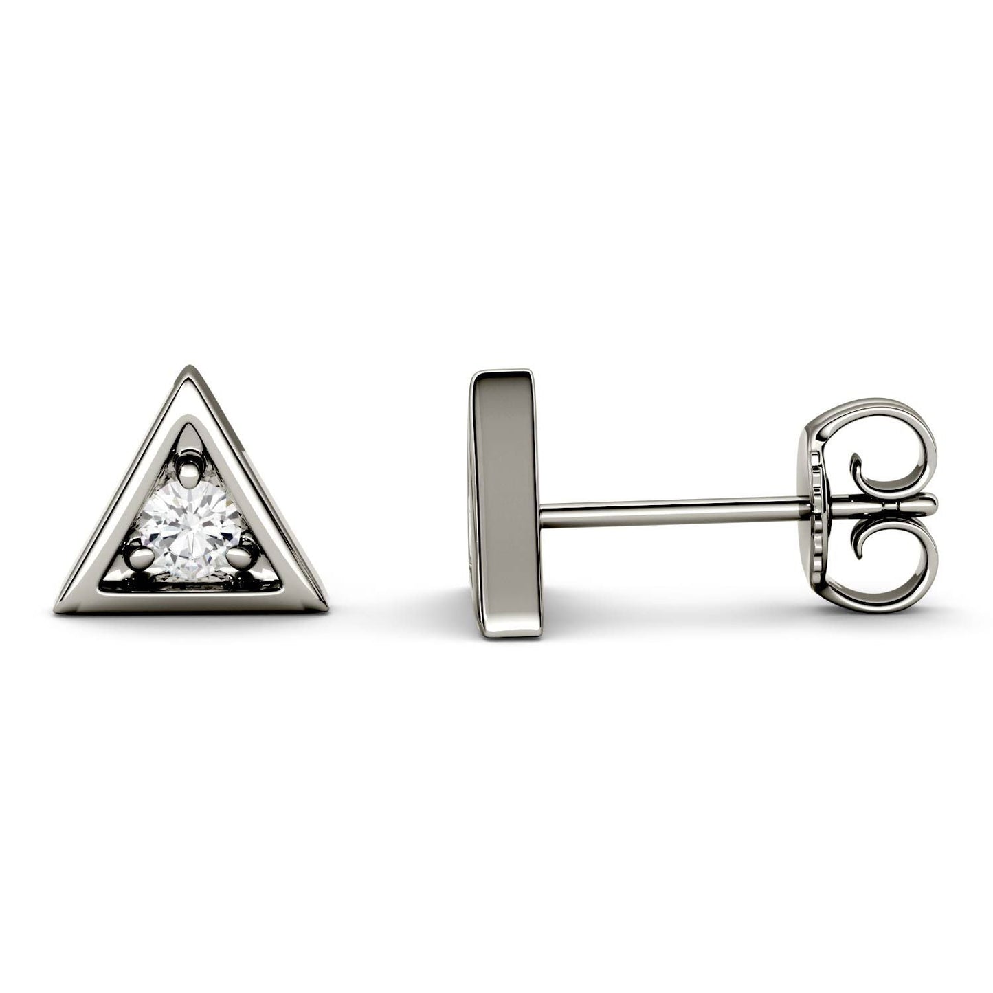 925 Sterling Sliver Round Cut Triangle Stud Earrings 6