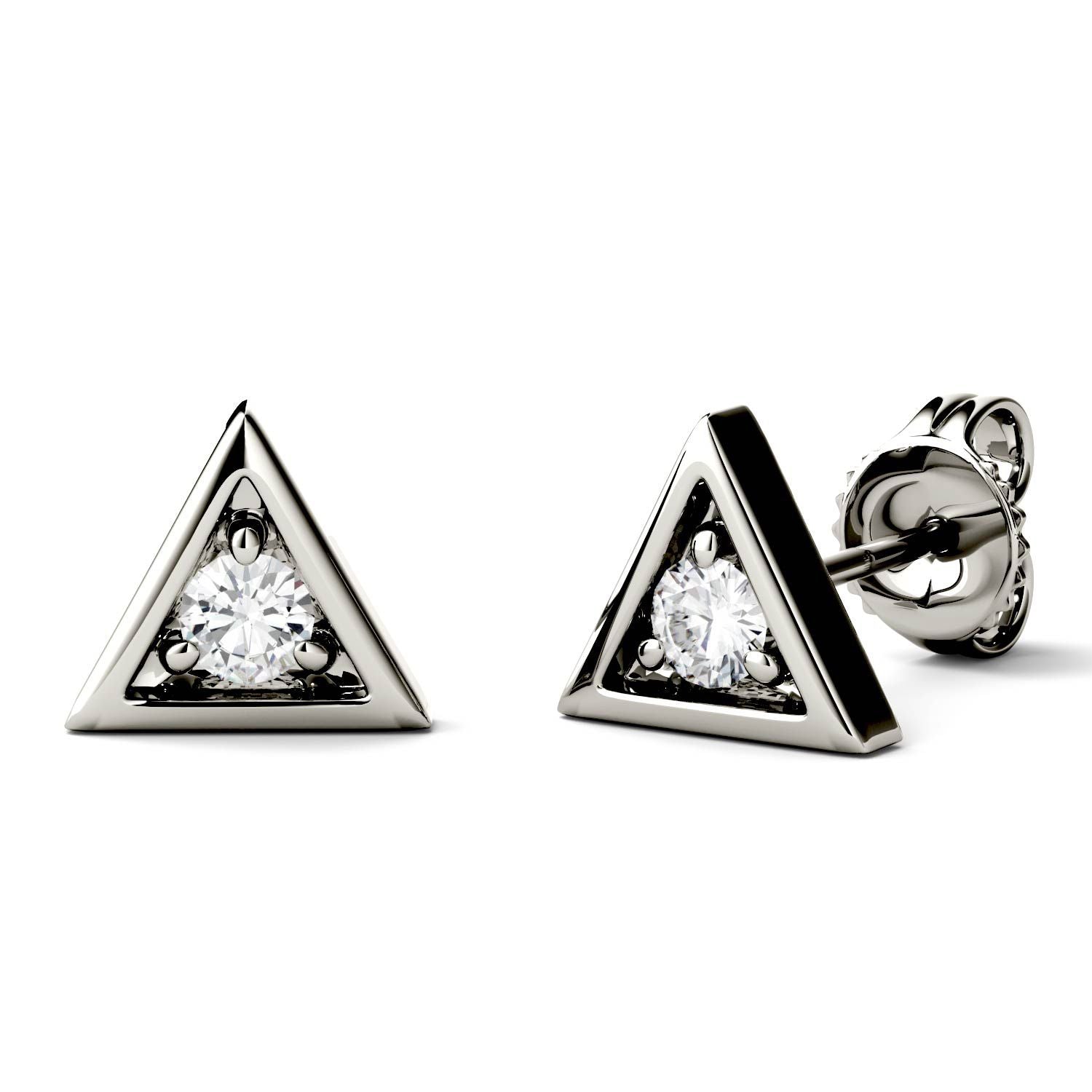 925 Sterling Sliver Round Cut Triangle Stud Earrings 3