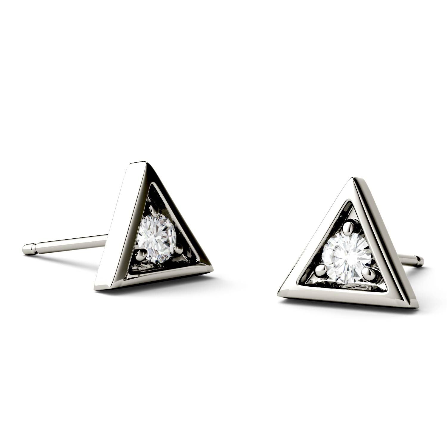 925 Sterling Sliver Round Cut Triangle Stud Earrings 4