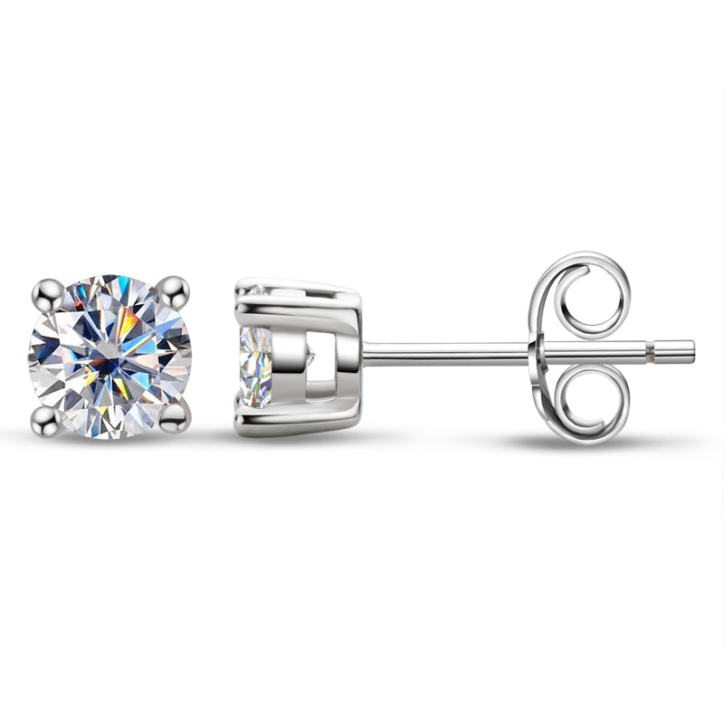 925 Sterling Silver Round Cut Cubic Zirconia Classic Stud Earrings 10