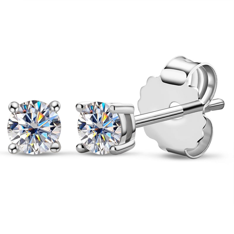 925 Sterling Silver Round Cut Cubic Zirconia Classic Stud Earrings 5