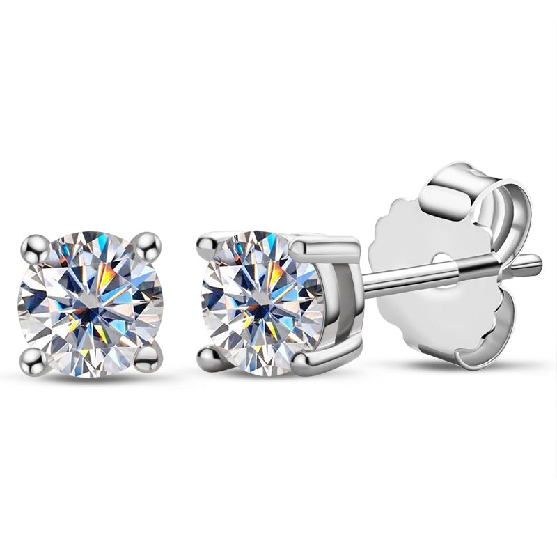 925 Sterling Silver Round Cut Cubic Zirconia Classic Stud Earrings 6