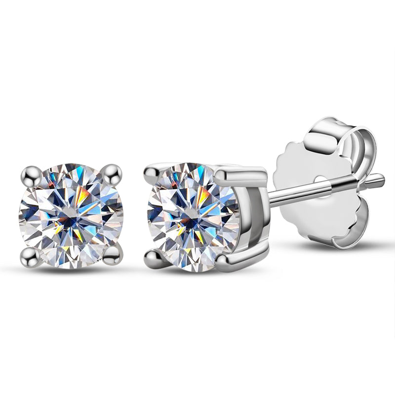 925 Sterling Silver Round Cut Cubic Zirconia Classic Stud Earrings 7