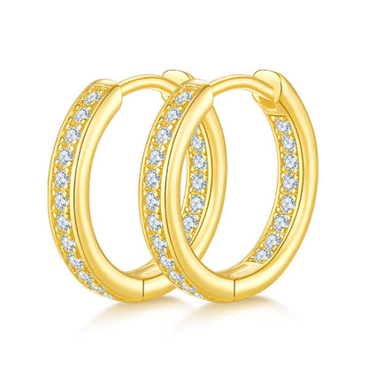 925 Sterling Silver Hoop-Shaped Single Row Earrings 2