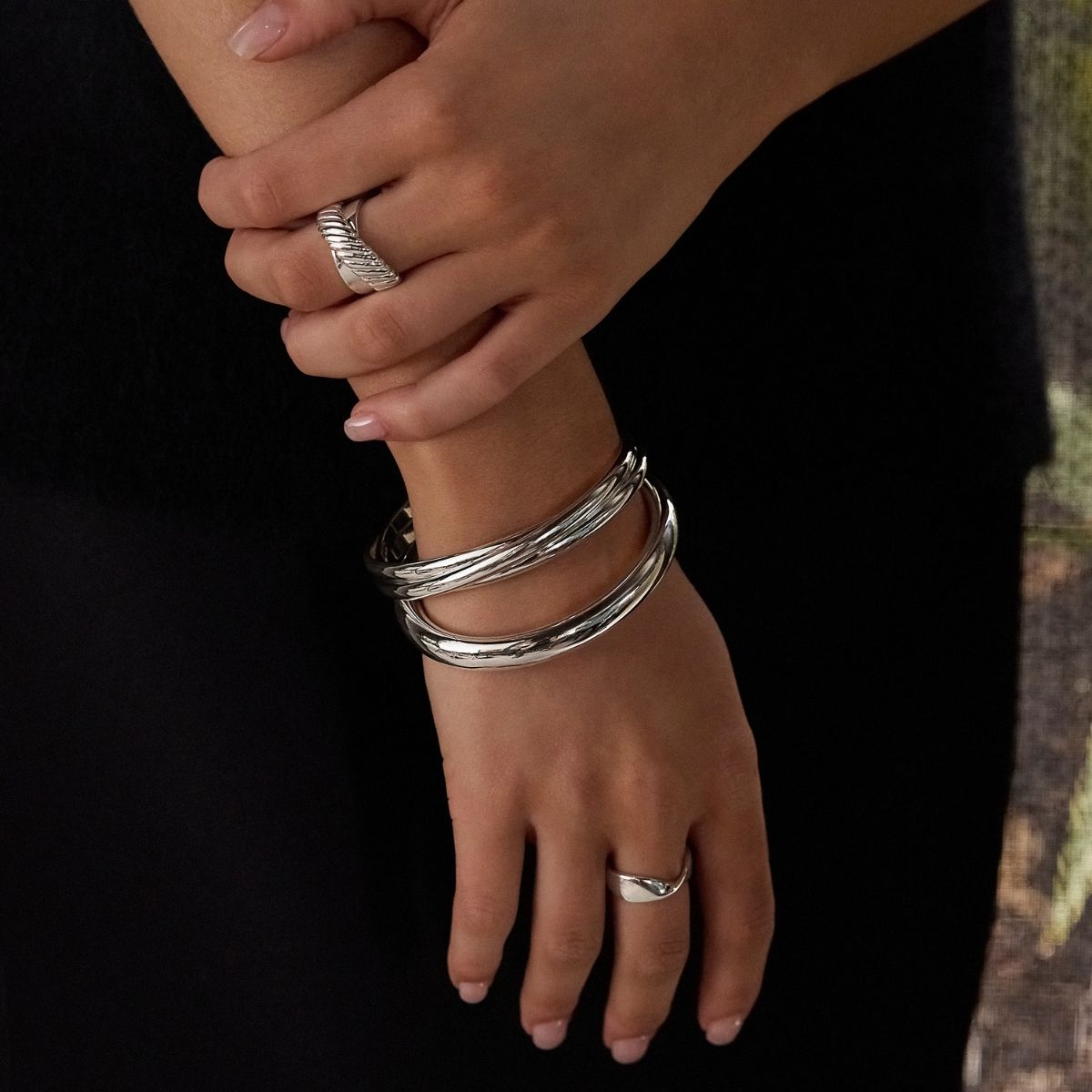 65mm Honeysuckle Silver Bangle Bracelets 2