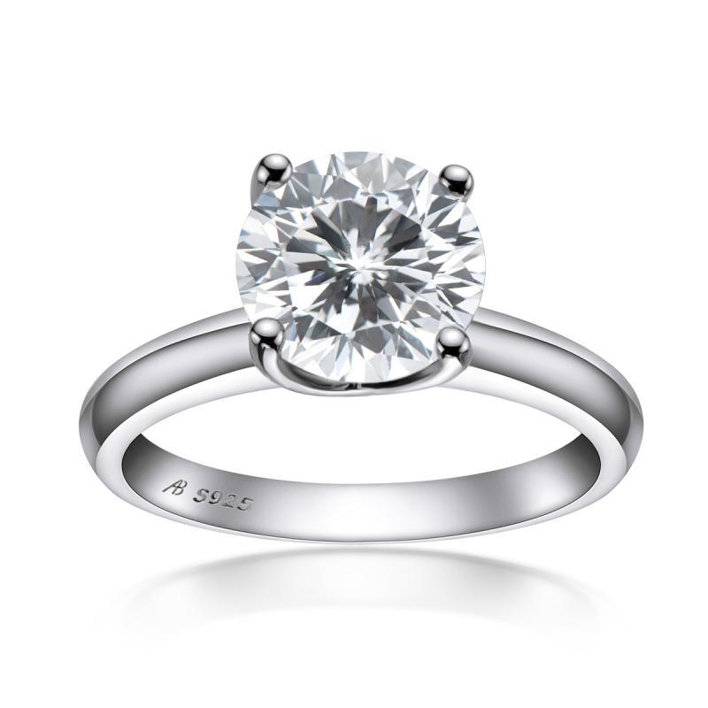 925 Sterling Silver Round CZ Solitaire Ring 2