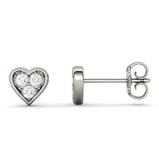 925 Sterling Sliver Round Cut Cubic Zirconia Heart Shaped Stud Earrings 1