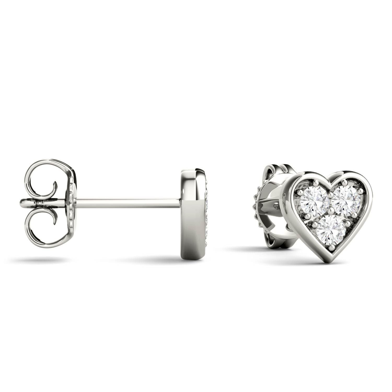 925 Sterling Sliver Round Cut Cubic Zirconia Heart Shaped Stud Earrings 2