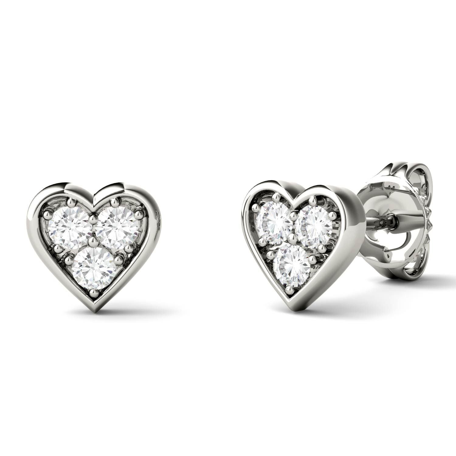 925 Sterling Sliver Round Cut Cubic Zirconia Heart Shaped Stud Earrings 3