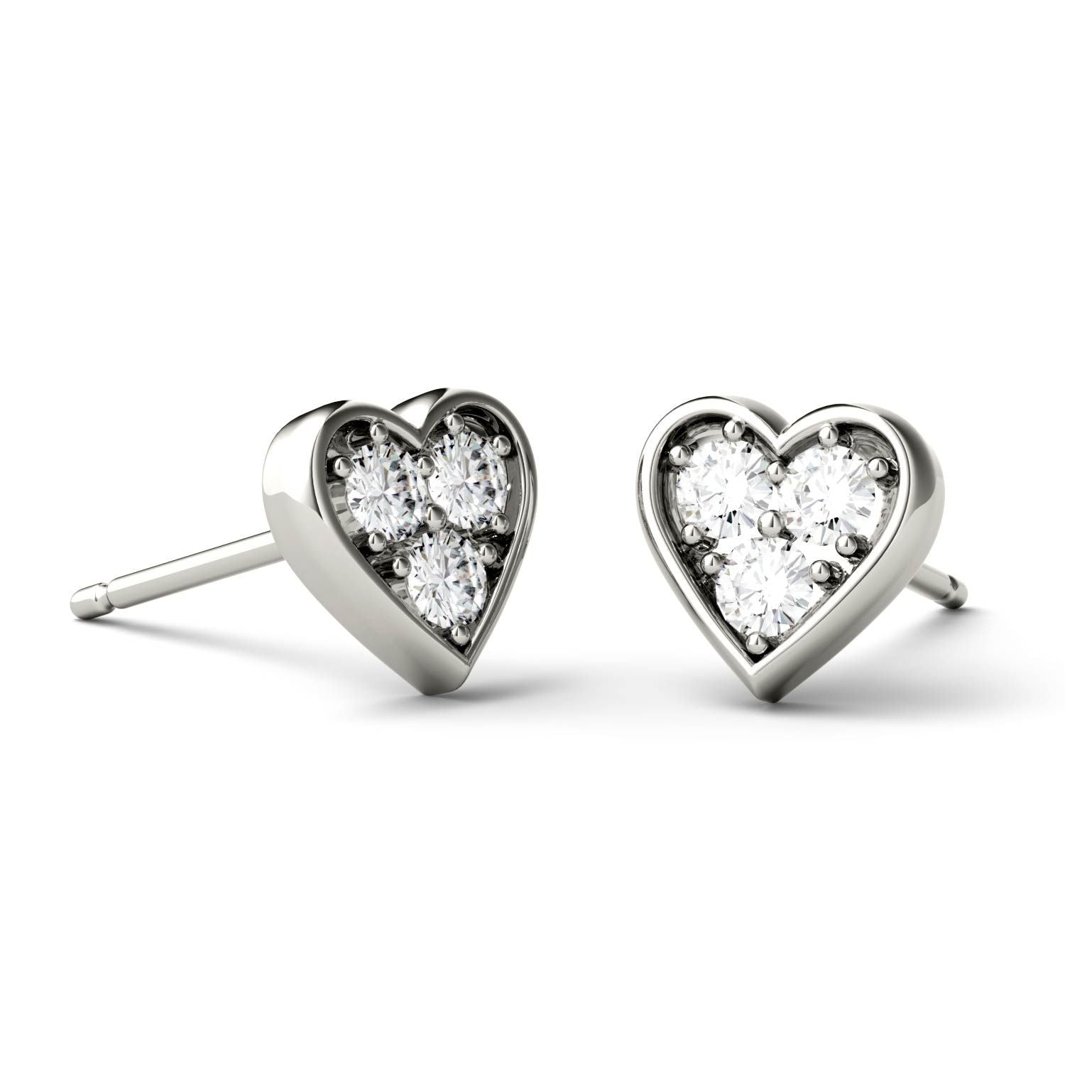 925 Sterling Sliver Round Cut Cubic Zirconia Heart Shaped Stud Earrings 4