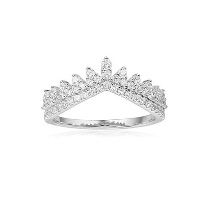 925 Sterling Silver High End Micro Inlaid CZ Tooth Lace Crown Ring 1