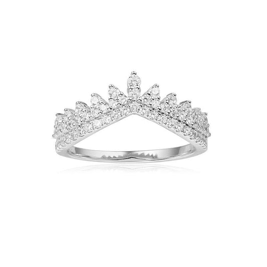 925 Sterling Silver High End Micro Inlaid CZ Tooth Lace Crown Ring 1