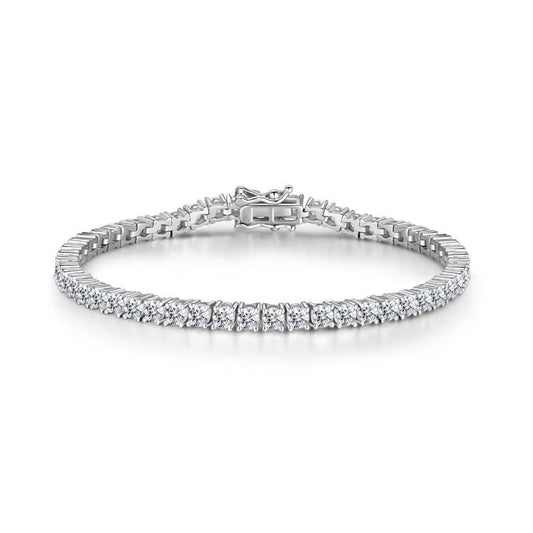 925 Sterling Silver Round Brilliant Created CZ Tennis Bracelet 1