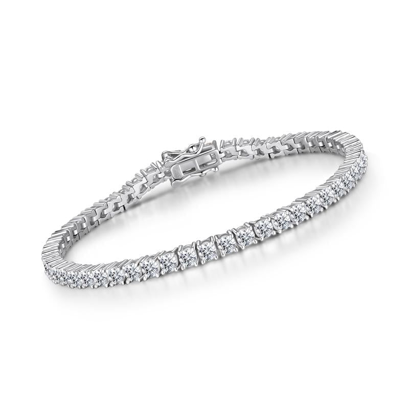 925 Sterling Silver Round Brilliant Created CZ Tennis Bracelet 13