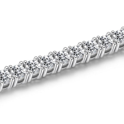 925 Sterling Silver Round Brilliant Created CZ Tennis Bracelet 15