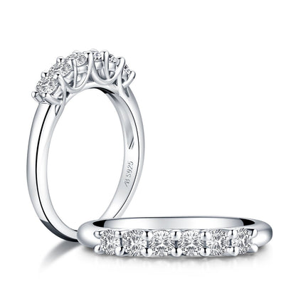 925 Sterling Silver Six-Stone Round CZ Ring 3