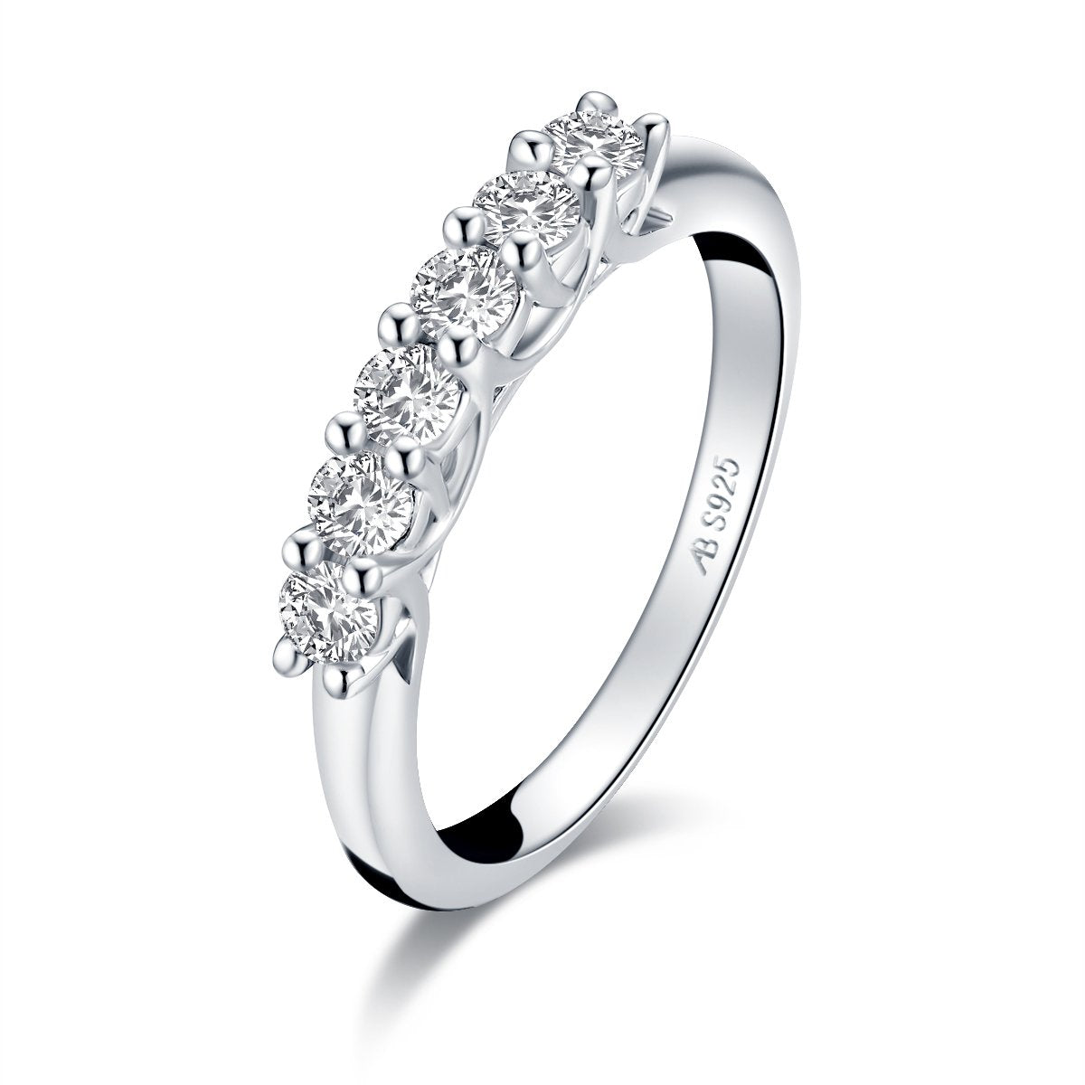 925 Sterling Silver Six-Stone Round CZ Ring 1