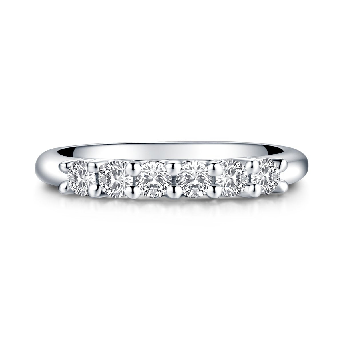 925 Sterling Silver Six-Stone Round CZ Ring 2