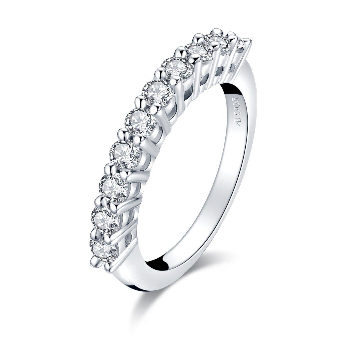 925 Sterling Silver Classic Round Cut CZ Wedding Band 2