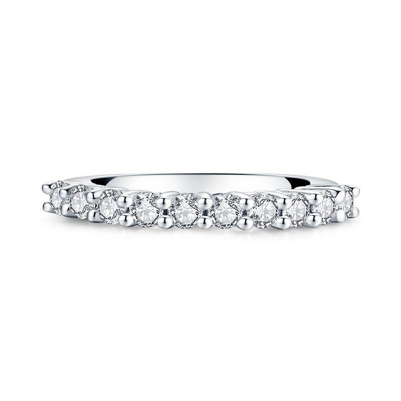 925 Sterling Silver Classic Round Cut CZ Wedding Band 4