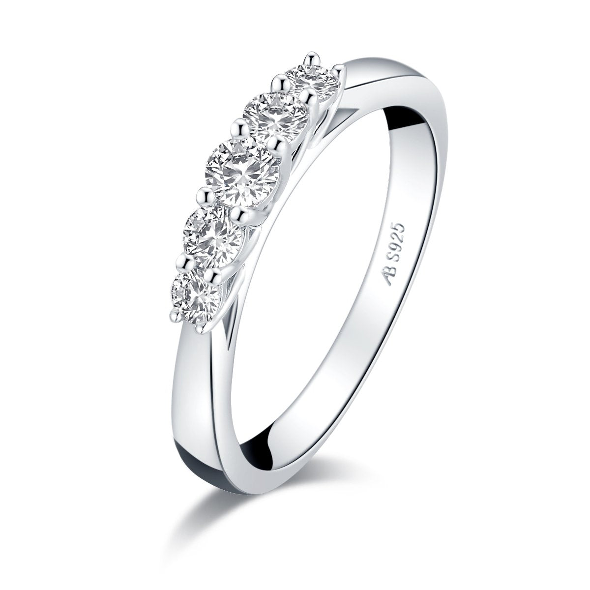 925 Sterling Silver Round Created White Diamond Ring 2