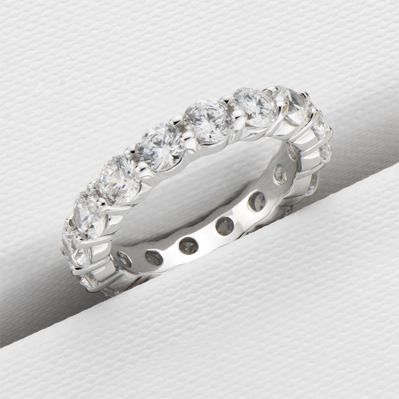 925 Sterling Silver Round Full Eternity CZ Ring 10