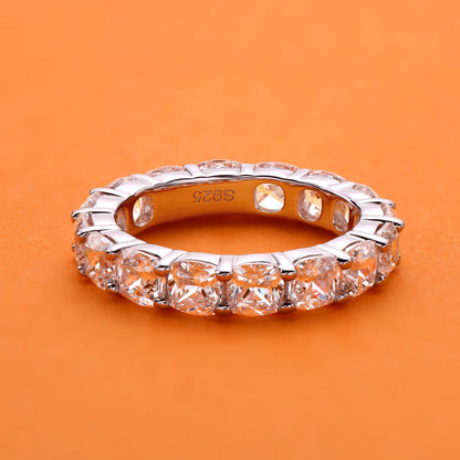 925 Sterling Silver Cushion CZ Eternity Ring 9