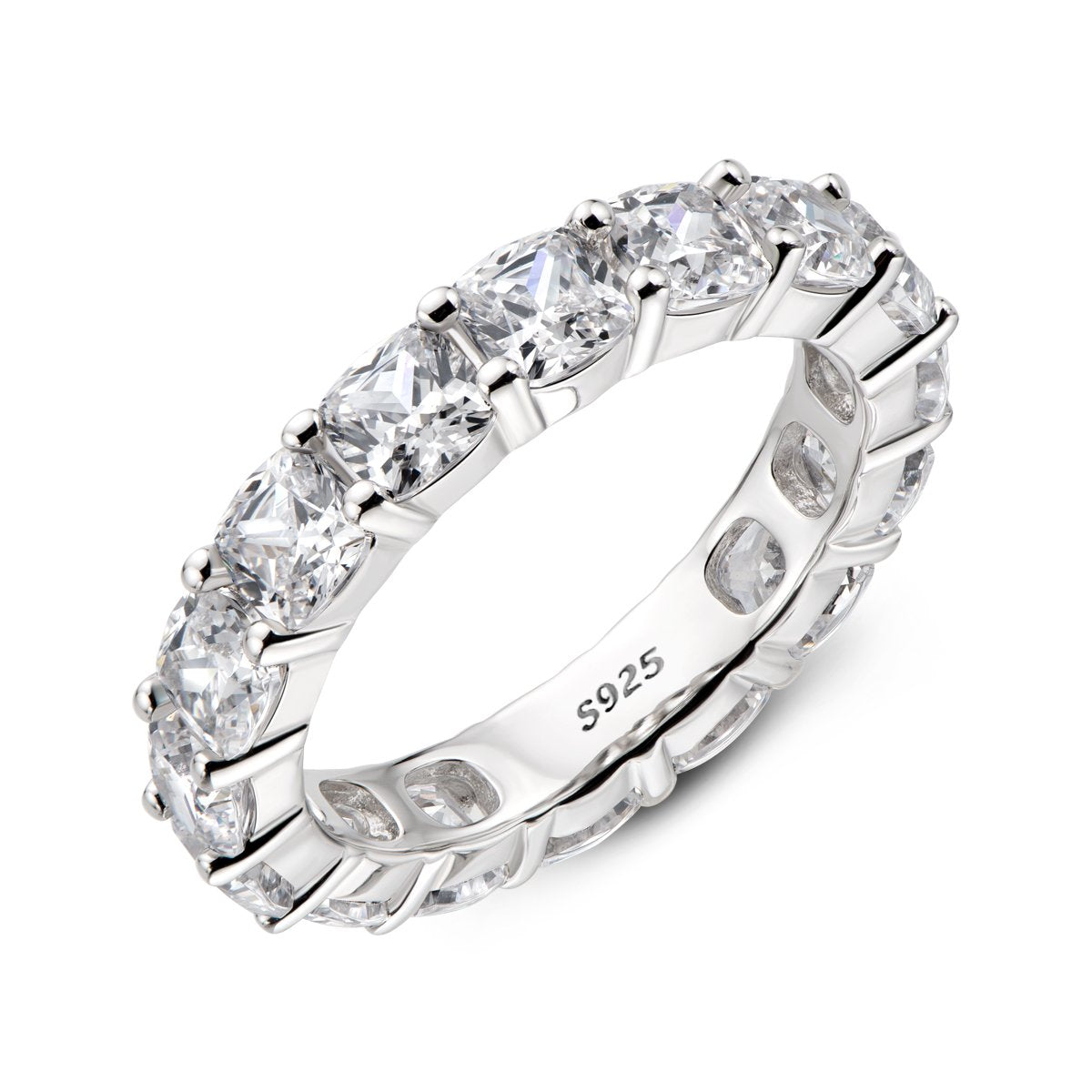 925 Sterling Silver Cushion CZ Eternity Ring 2