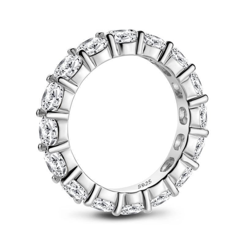 925 Sterling Silver Cushion Cut Natural CZ Full Eternity Ring 9