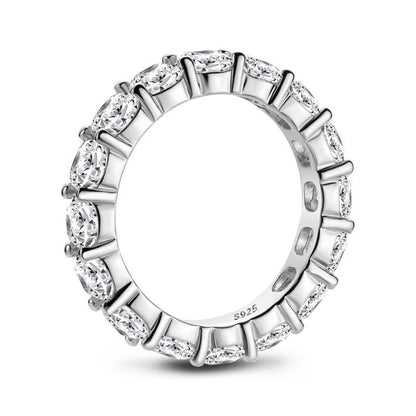 925 Sterling Silver Cushion Cut Natural CZ Full Eternity Ring 9