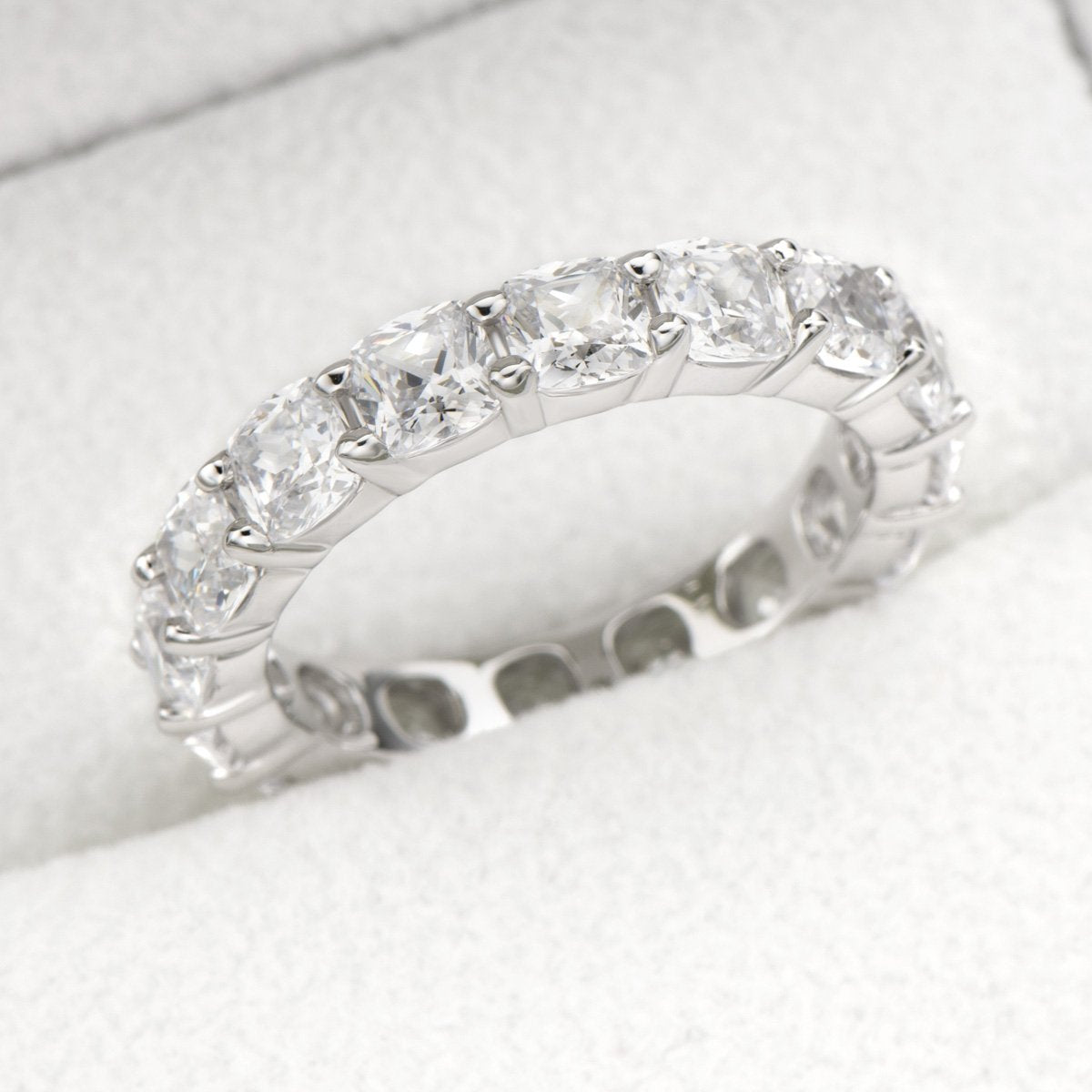 925 Sterling Silver Cushion CZ Eternity Ring 8