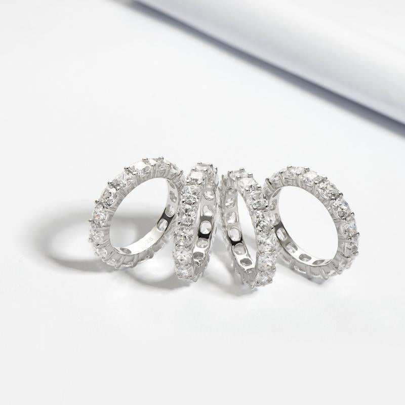 925 Sterling Silver Cushion CZ Eternity Ring 4