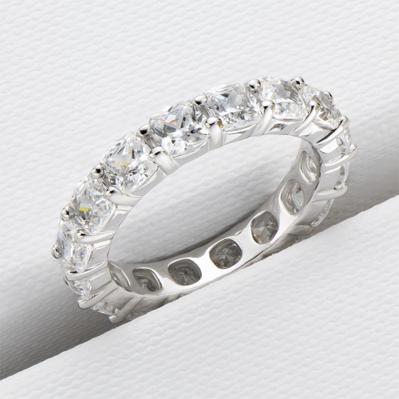 925 Sterling Silver Cushion Cut Natural CZ Full Eternity Ring 13