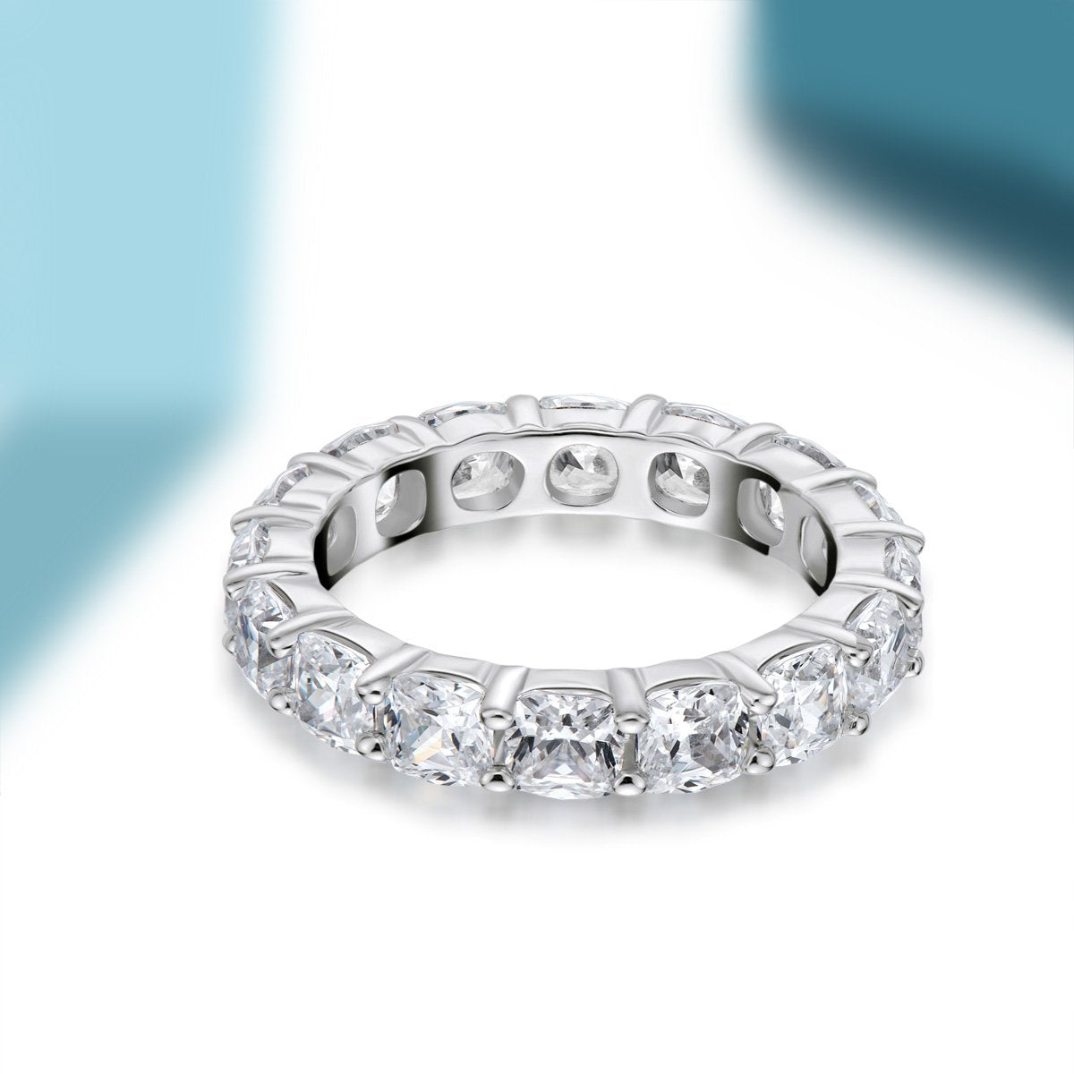 925 Sterling Silver Cushion CZ Eternity Ring 5