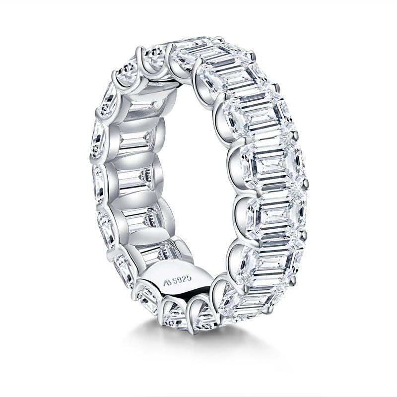 925 Sterling Silver Emerald Cut CZ Full Eternity Ring 3