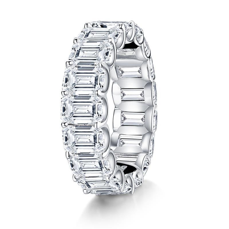 925 Sterling Silver Emerald Cut CZ Full Eternity Ring 4