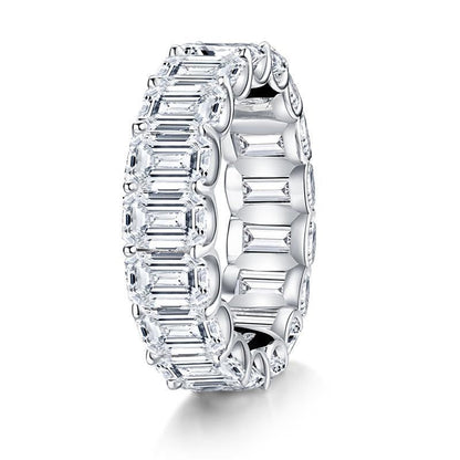 925 Sterling Silver Emerald Cut CZ Full Eternity Ring 4