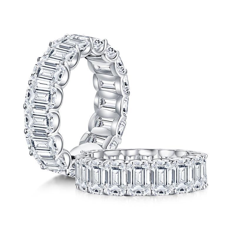 925 Sterling Silver Emerald Cut CZ Full Eternity Ring 1