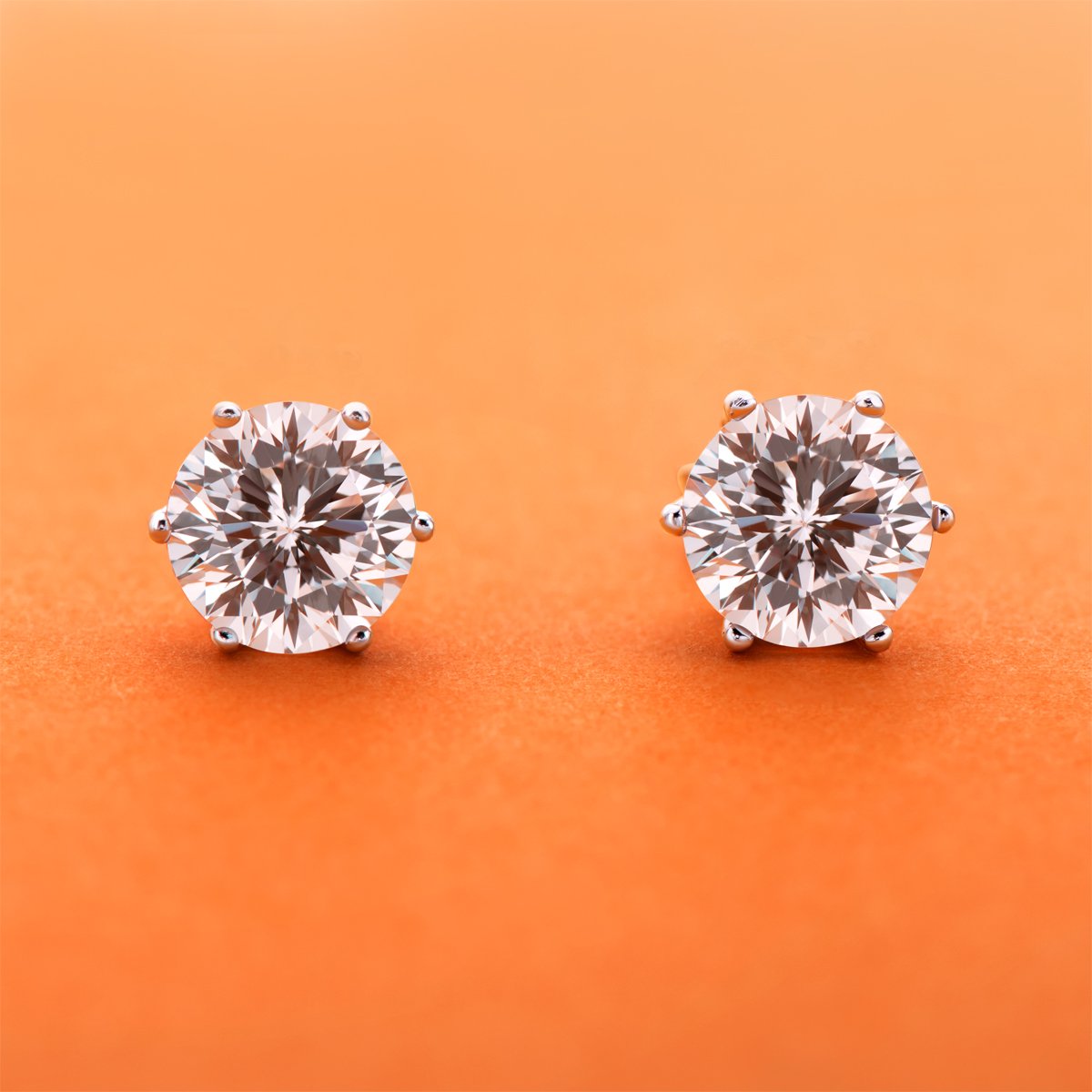 925 Sterling Silver Six Prong Round White CZ Stud Earrings 8