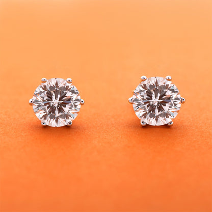 925 Sterling Silver Six Prong Round White CZ Stud Earrings 8