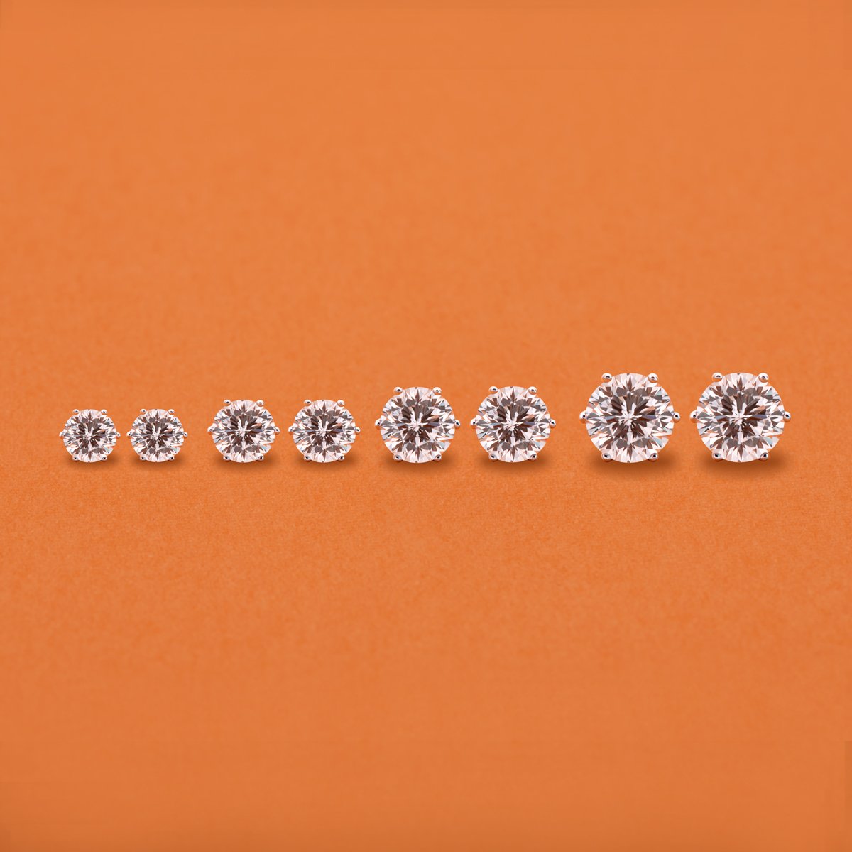 925 Sterling Silver Six Prong Round White CZ Stud Earrings 2