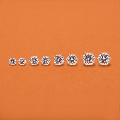 925 Sterling Silver Six Prong Round White CZ Stud Earrings 2