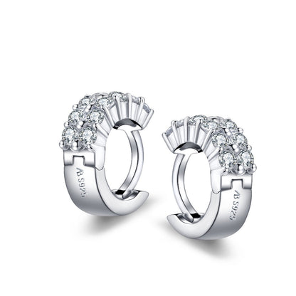 925 Sterling Silver Round Created Cubic Zirconia Hoop Earrings 1