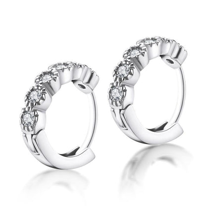 925 Sterling Silver Cubic Zirconia Row Drill Hoop Earrings 4