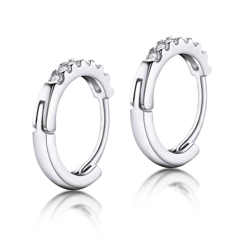 925 Sterling Silver Round Cut Cubic Zirconia Hoop Earrings 4