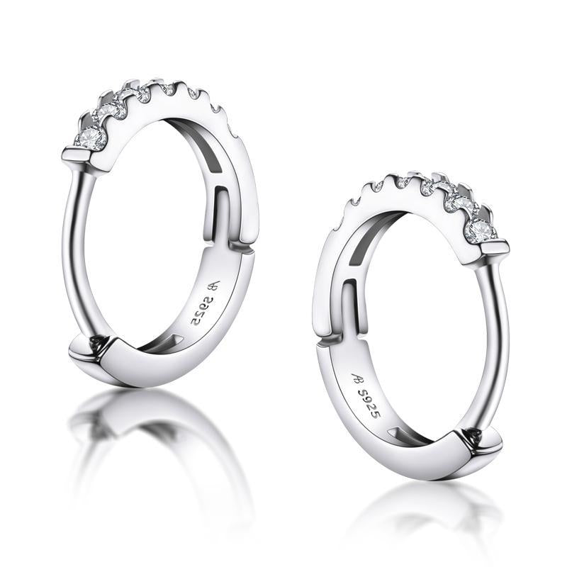 925 Sterling Silver Round Cut Cubic Zirconia Hoop Earrings 3