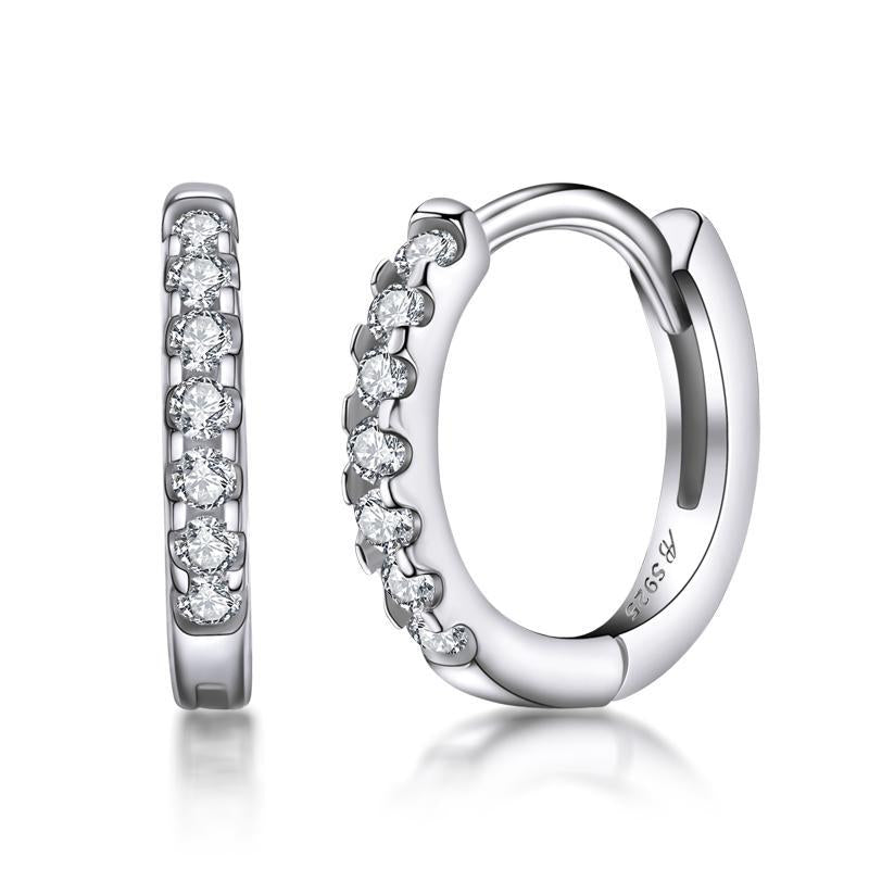 925 Sterling Silver Round Cut Cubic Zirconia Hoop Earrings 2