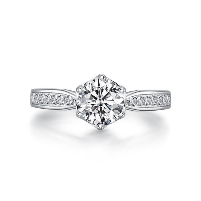 925 Sterling Silver High Setting Round CZ Ring 2